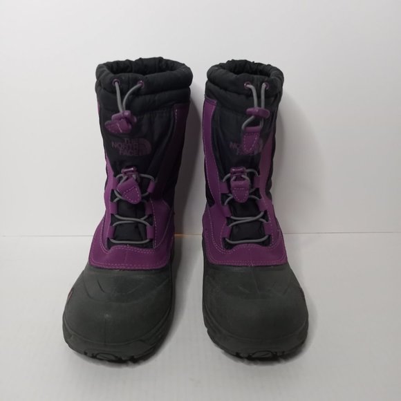 The North Face Alpenglow Waterproof Insulated Fuscha/Gray Snow Boots Girls 5 - Picture 2 of 12